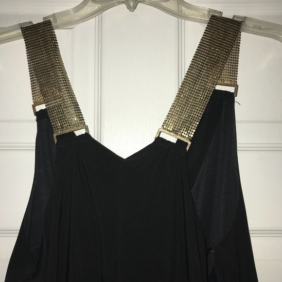 Black mini dress with gold metallic straps - Picture 6 of 8